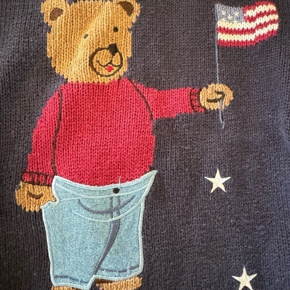 Vintage Christopher & Banks Patriot Bear Pullover Crewneck / shoulder pad / XLG - Picture 4 of 12